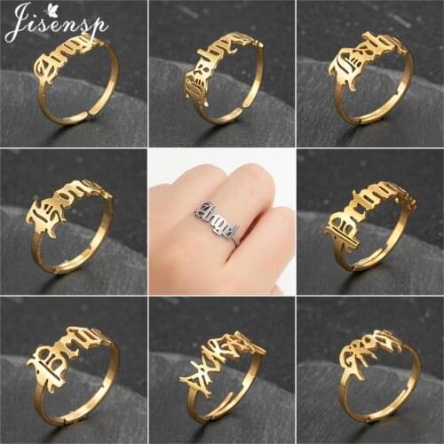 Hip Hop Art Letter Stainless Steel Rings Women Gothic Punk Gross Babygirl Angel Prince Ring Harajuku Old English Jewelry bague