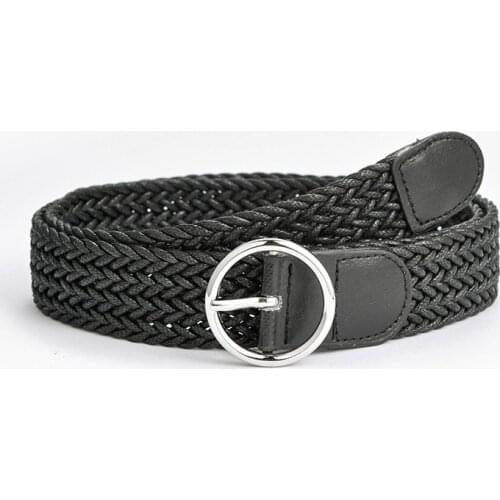 Candy Color Womens Round Buckle Belt Retro Weave Decorative Jeans Canvas Braided Waistband Ladies Fashion Designer Waist Belt