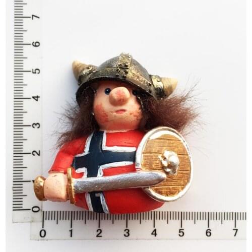 Denmark creative travel souvenir Q version of Viking pirate horn helmet plush three-dimensional painted refrigerator stickers