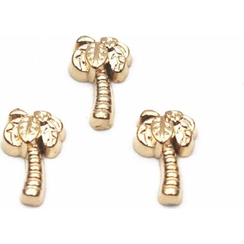 Hot selling 10pcs/lot coconut tree Floating charms Alloy Charms Living glass Memory Lockets DIY woman Jewelry