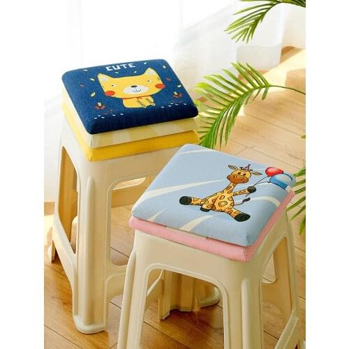 Cute Cartoon Kindergarten Childrens Chair Cushion Kids Stool Soft Pad Autumn Winter Small Square Mat For Nursery Baby Bench
