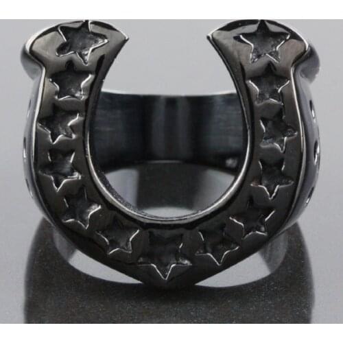 Black Star Stainless Steel Punk Trendy Rings Hip Hop Rings For Men Jewelry