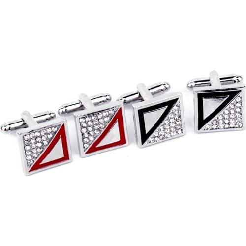 Mens Brand Cufflinks Enamel Square Crystal Cufflinks Rhodium Plated Cuff Links Set Wedding Business Mens Jewelry Christmas Gift