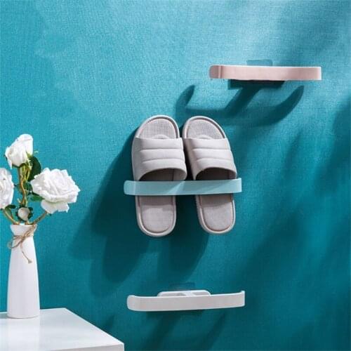 77JF Bathroom Wall Mounted Slippers Hanger Shoe Organizer Family Storage Shoe Rack Punch-free Hanging Shoe Box