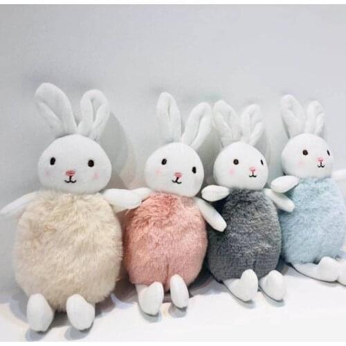 New Mini Cute Beautiful Furry Little White Rabbit Pendant PP Cotton Filling Plush Toys Key Chain Ornaments Kawaii Kids Gifts