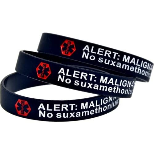 OBH 1PC Malignant Hyperthermia Silicone Wristband 1/2 Inch Wide