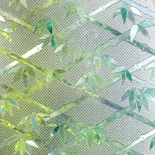 Adhesive-free Matte Privacy Window Film Green Bamboo Electrostatic Adsorption Effect 17.5"x78.7" Window Film