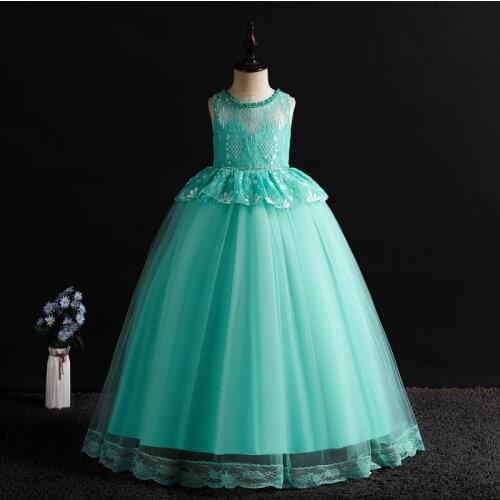 Girl Formal Beading Dress Girls Flower Bow Princess Dresses Children White Sleeveless Wedding Clothing 6 8 10 12 14 16Years