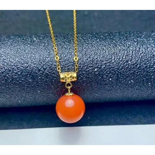 Shilovem 18K yellow Gold real Natural south Red agate pendants no necklace fine plant Jewelry classic gift plant mymz9.5-1022nh
