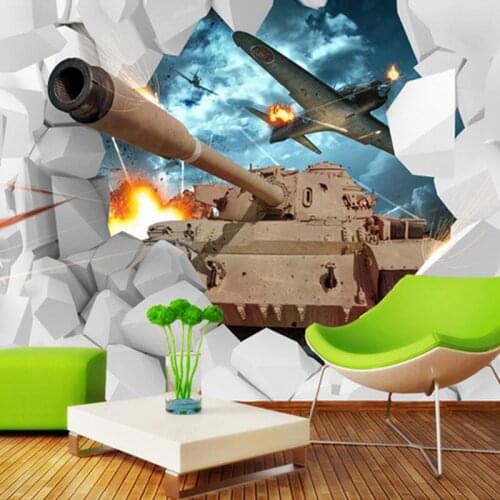 Dropship Custom Mural 3D Stereoscopic Tanks Wall Paper Military Themed Wallpaper Creative 3 D Wallpaper for Walls Pvc Wallpaper