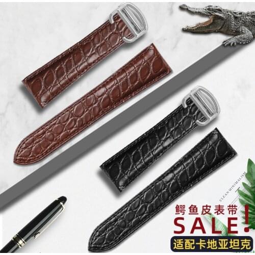 20 22 25mm Watchbands For Cartier TANk SOLO ROTONDE DE CLE DE Watch Accessorie Crocodile Leather Watch Bracelet Strap Watch Belt