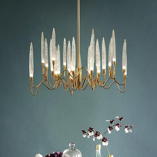 YOOGEE Modern Gold Chandelier for Living Room Restaurant Luxury LED Crystal Lusture Home decor Hanging Light Fixture