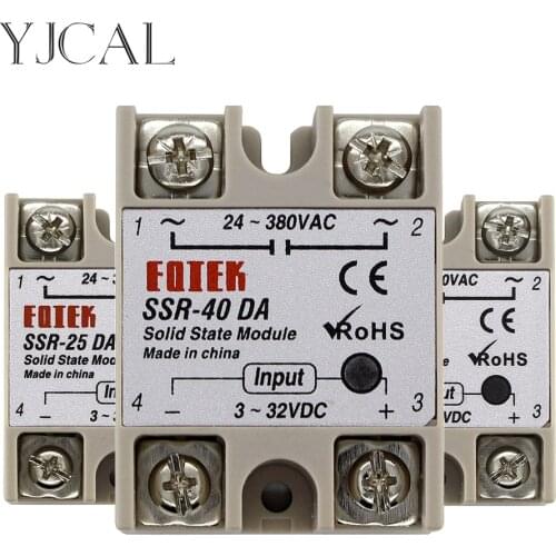 SSR-10DA SSR-25DA SSR-40DA 10A 25A 40A Solid State Relay Module 3-32V Input DC 24-380V AC Output High Quality