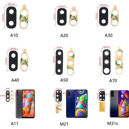 20PCS Back Rear Camera Glass Lens For Samsung A10 A20 A30 A50 A40 A70 A11 M10 M20 M30 M21 Camera Glass With Glue Adhesive