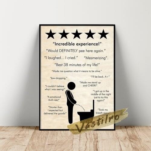 Five Star Rating Toilet Rules Funny Bathroom Print Art Restroom Decor Canvas Painting Lavatory Posters Washroom Wall Stickers