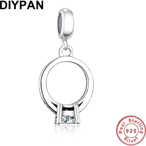 925 Sterling Silver Ring Dangle Charm Fit Original Pandora Bracelet 925 Silver Charms Bead Berloque Women DIY Jewelry