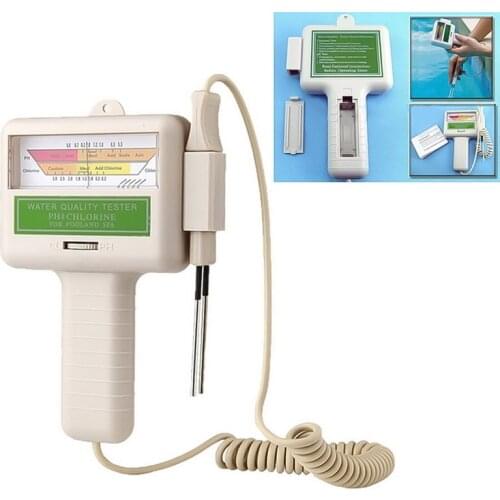 1Pcs PC-101 PH Meter CL2 Chlorine Water Quality Tester Portable Home Swimming Pool Spa Aquarium PH Test Monitor White