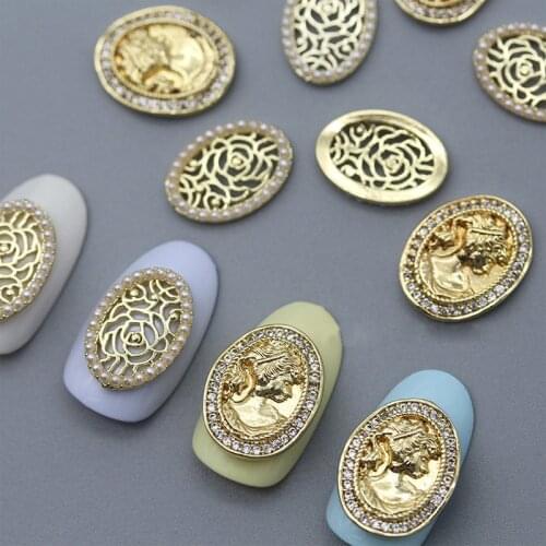 10pcs/lot 3D Beauty Hollow Rose Zircon Alloy Crystal Rhinestones Nail Art Parts Decorations Nails Accessories Supplies Charms