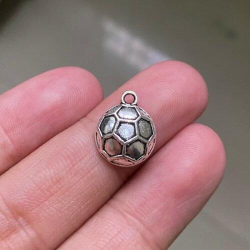 10pcs/lot Antique Silver Plated Football Charm Pendant Fit Bracelet Jewelry DIY Making Accessories 14x12mm Wholesale