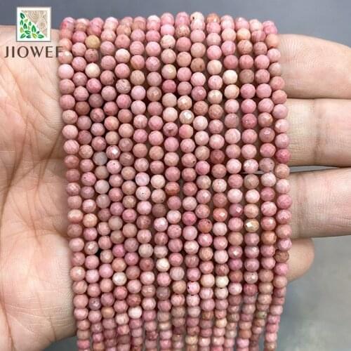 2mm/3mm Natural Smooth Faceted Pink Aventurine Jaspers Round Spacer Beads DIY Bracelet Accessories For Jewelry Making 15'' Inch