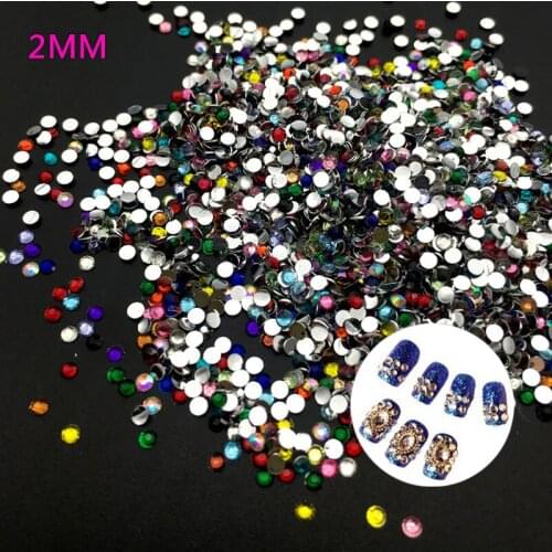2MM Mix Color 3D Nail Art Tips Flat Drill Rhinestones DIY Jewelry 3D Nail Decoration