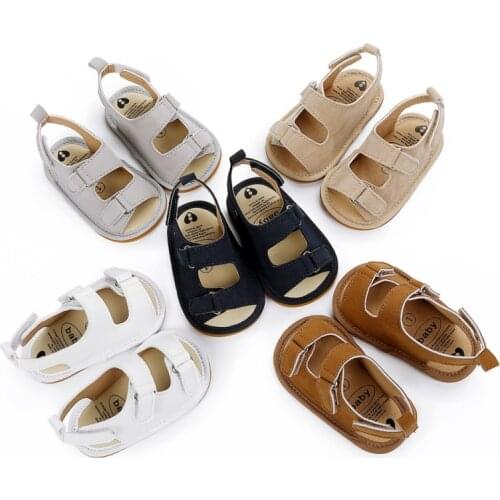 2021 Newborn Baby Girl Boy Sandals PU Soft Sole Flat Kid Shoes Infant Non-Slip First Walkers Solid Color Baby Summer Sandals