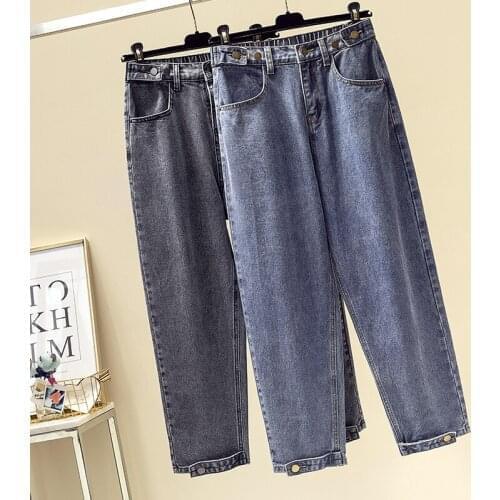 2021 Winter Fleece Boyfriend Jeans for Plus Size 5XL Casual Elastic Waist Plus velvet Jeans Mom Warm Loose Denim Pants Trousers