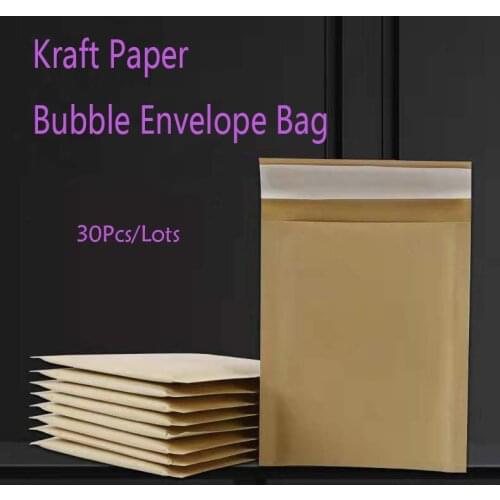30Pcs/Lots 12 Sizes Kraft Paper Bubble Envelopes Bags Shockproof Bubble Mailers Padded Shipping Envelope With Bubble Mailing Bag