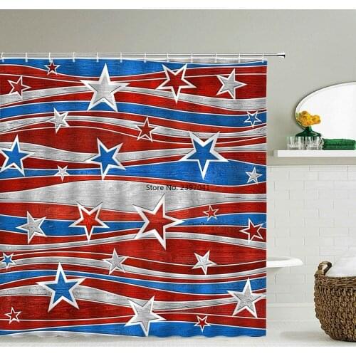 3d American Flag Shower Curtains Bathroom Curtain Waterproof Polyester Cloth Decoration With Hooks180*240cm Bath Curtain