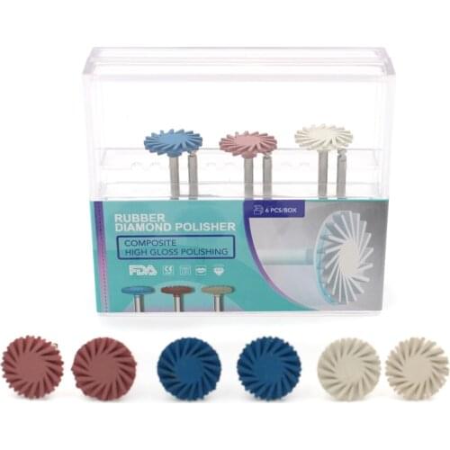 6Pcs/Pack Dental Composite Polishing Diamond System RA Disc Oral Hygiene Teeth Polishing Kits Spiral Flex Brush Burs