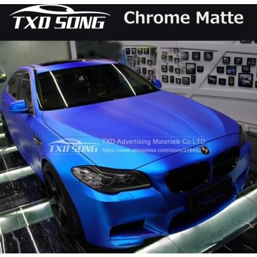 152X30CM/LOT Free Shipping metallic chrome matte blue vinyl film with air free bubbles Chrome matte vinyl sticker for car wrap
