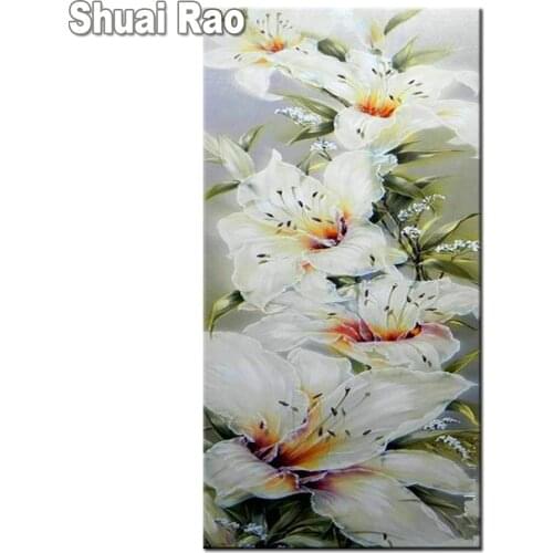 Large Diamond painting Full square Round Drill White Lily Diamond Mosaic Flower,5D Round Diamond Embroidery Pattern,Home Decor