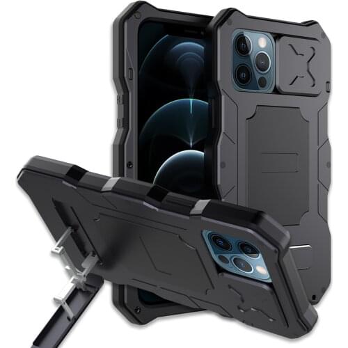 For iPhone 12 cases Rugged Armor Shockproof Case Kickstand Aluminum Metal Cover Protect the camera screen for iphone 12 pro max