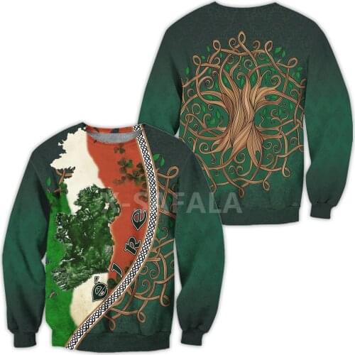 Eire Irish Saint Patrick day 3D All Print Plus Hoodie Man Women Harajuku Outwear Zipper Pullover Sweatshirt Casual Unisex Jacket