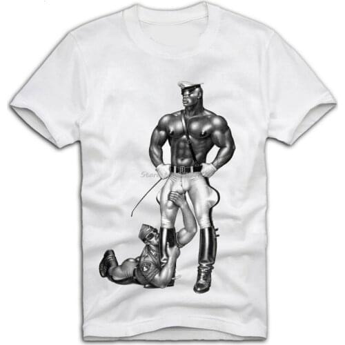 T Shirt Gay Cops Tom Of Finland Tof Slave Leather Pants Whip Male Boyfriend Men T-shirt Tees Harajuku Streetwear