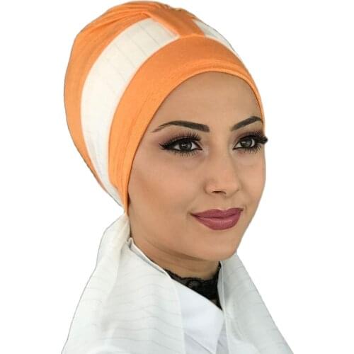 Islamic Fashion Muslim Hijab Lady Hijab 2021 Trend Scarf Beanie Ready Shawl Scarf Hat Melons In Color Hijab Horsehair Bone