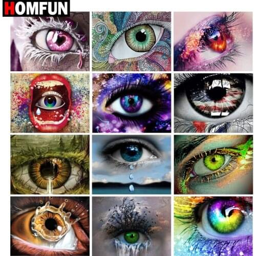 HOMFUN Square Round Drill 5D Diamond Painting Environmental Crafts Full Diamond Embroidery "Colored eye scenery" Home decor