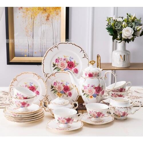 Ceramic coffee cup and plate gift box set hotel afternoon tea cup and plate with gold painted coffee cup and plate