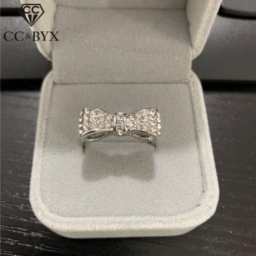 CC Bowknot Rings For Women Wedding Engagement Bridal Lovely Temperament Cubic Zirconia Ring Jewelry Drop Shipping CC2182