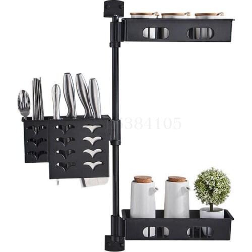 Punch-free kitchen corner frame rotatable kitchen racks seasoning storage box knife rack shelf wall hanging