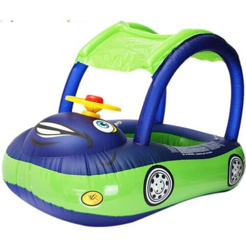 Summer Baby Flamingo Pool Float Safety Swimming Rings Inflatable Swim Float With Sunshade Seat Raft Water Fun Pool Toys