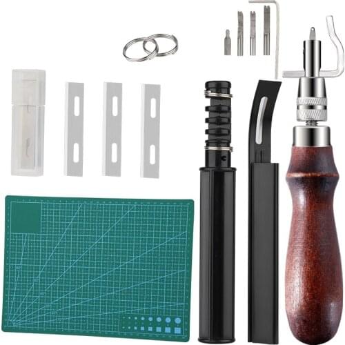 LMDZ 4 PCS A4 Cutting Mat Workbench Patchwork Cut Pad And Leather Cord Knife Iron Safety Beveler Skiver Groover Tool