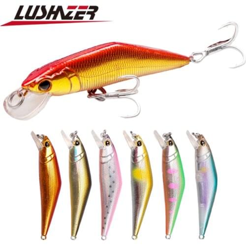 LUSHAZER Fishing Lure 7cm 8g Minnow Fishing Lures sinking Hard Artificial Bait Plastic Fake Fish 6 Colors