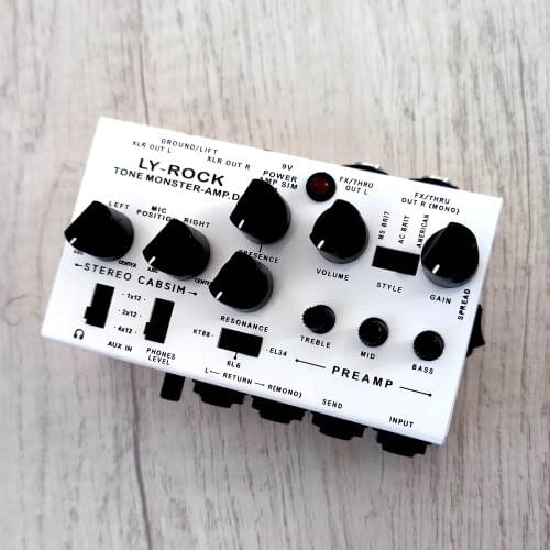 LY-ROCK Guitar Pedal Cabinet Analog DI Box (8-in-1 0-Watt Stereo Guitar Speaker ) Preamplifier Tone Mixer Mic Practicing DIY