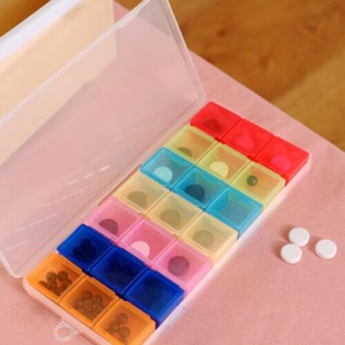 Multicolor Container 7 Day Rainbow Pill Medicine Kit Tablet Pillbox Dispenser Organizer Case with 21 Compartments Pill Box