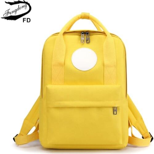 Fengdong Fashion Simple Backpack Student Solid School Backpack Bookbag Women Travel Laptop Back Pack Boys Girls School Bags