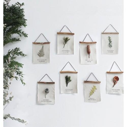 Cutelife Nordic Ins Plant Wood Wall Hanging Tapestry Vintage Small Flower Blanket Tapestry Handmade Cloth Wallpaper Home Decor