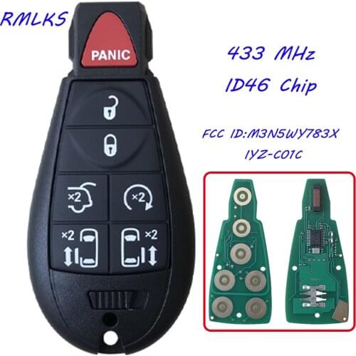 NEW 5/6/7 buttons Smart Keyless Entry Remote Fobik Car Key 433MHZ ID46 Chip for Chrysler For Dodge M3N5WY783X IYZ-C01C