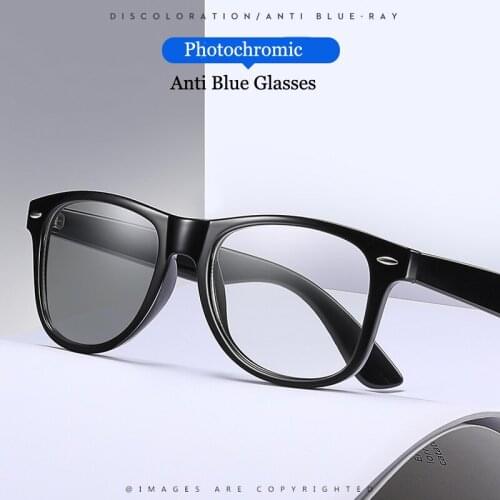 Feishini Clear Glasses Women Computer Anti Blue Rays Blocking Gaming Photochromic Glasses Men Square Myopia Rivet