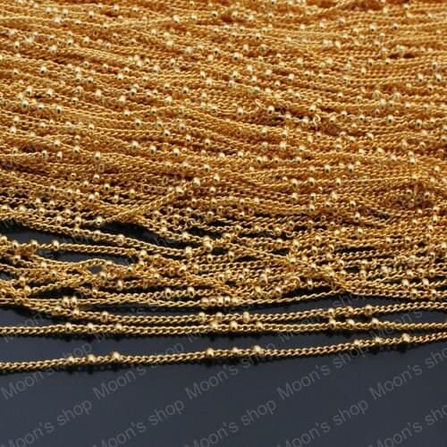 Wholesale High Quality Gold color Copper 1.2mm width Twisted Chains with Diameter 2mm Bead Findings 5 meter(JM3707)